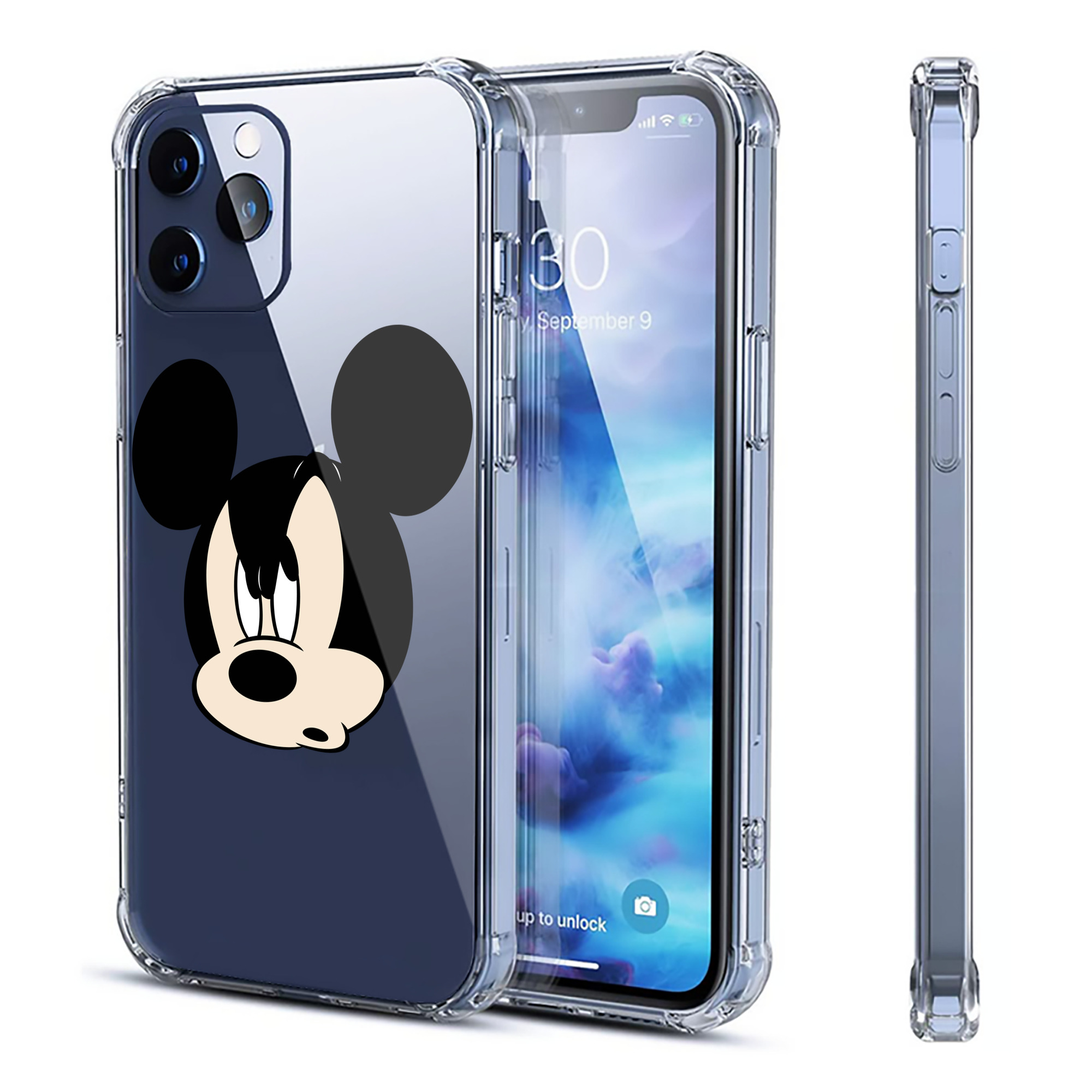 （画像用） ミッキーマウス Mickey Mouse 【iPhone 12シリーズ対応】透明スマホケース（クリアソフトケース）